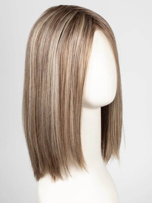 Ellen Wille Drive wig mid length sleek straight ash blonde with beige highlights on mannequin for natural look