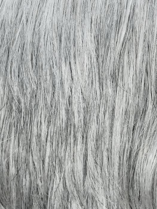 Justin Ellen Wille men's wig close up silver grey fiber texture showing natural straight hair strands