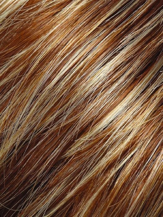 Jon Renau Ashley Petite wig close up of chestnut brown and honey blonde highlighted strands texture