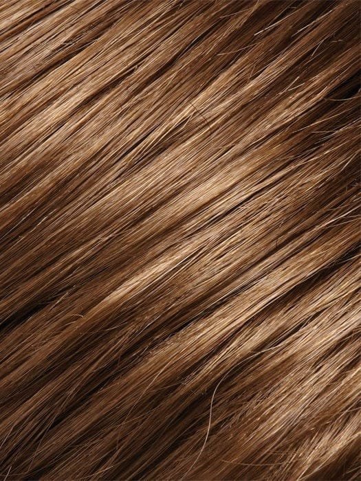 Jon Renau Ashley Petite wig light brown synthetic hair closeup showing smooth layered strands and natural shine