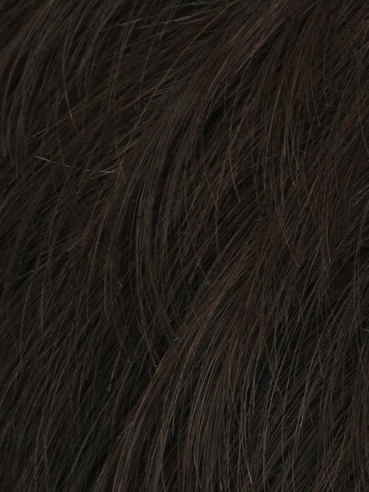 Sharp HIM wig for men dark brown textured synthetic hair close up showing natural strands and subtle highlights