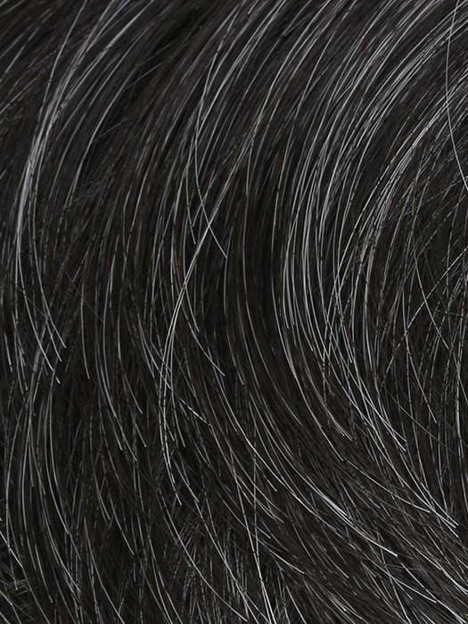 HairUWear close up of men's chiseled wig in salt and pepper showing natural hair fiber texture
