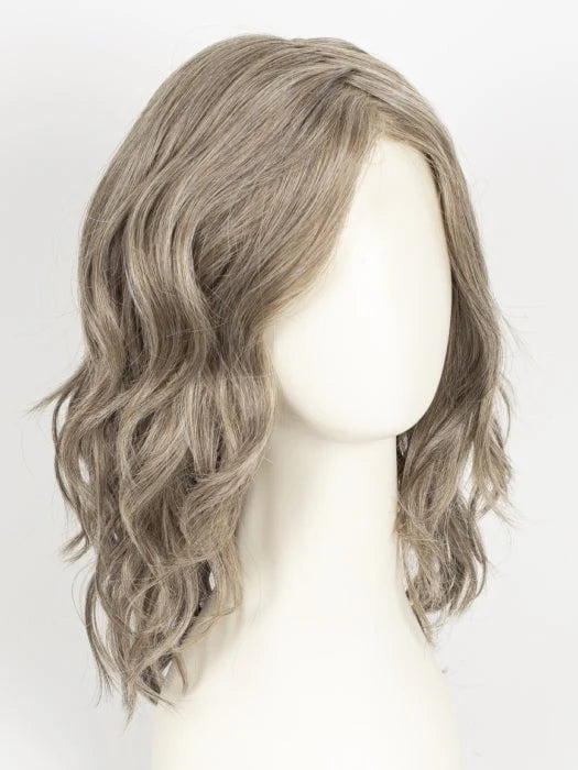 Admirable HIM wig for men wavy ash blonde shoulder length with natural side part and soft waves