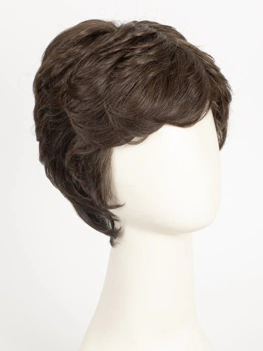 HairUWear short layered brown men's wig on mannequin realistic men's wigs for thinning hair natural look