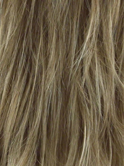 Logan Amore wig for kids light ash brown layered synthetic hair texture close up showing strands