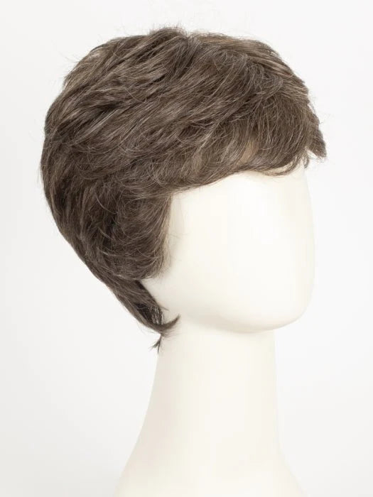 HairUWear short layered brown gray men's wig on mannequin realistic men's wigs for thinning hair natural coverage