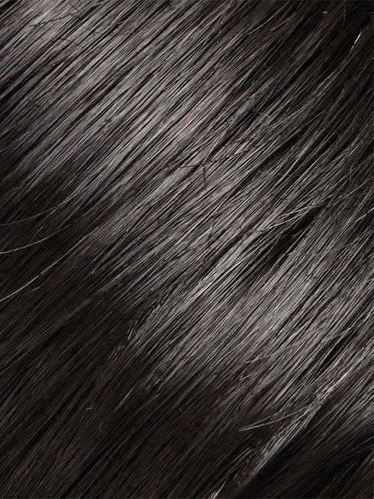 Jon Renau Ashley Petite wig close up of glossy dark brown straight synthetic hair texture for natural look