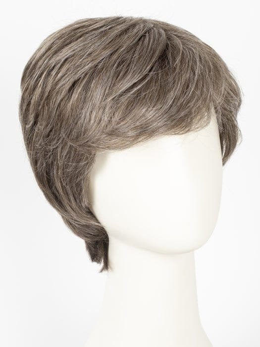 HairUWear men's gray wig realistic short layered natural looking salon style on mannequin