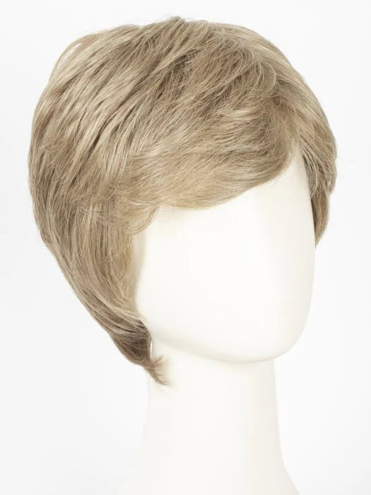 HairUWear men's gray wig realistic short layered cut with side swept bangs on mannequin